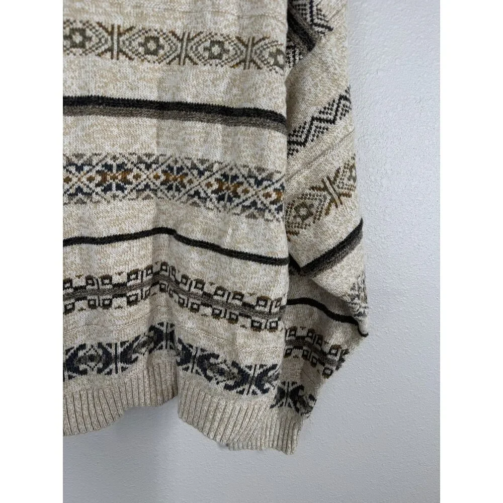 Vtg St Johns Bay Mens Grandpa Sweater Sz L Nordic Scandi Fair Isle Cabin Ski